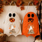 Custom Name Ghost Trick or Treat Bag, Personalized Halloween Candy Tote for Kids