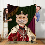 Personalized Renaissance Pet Portrait Blanket - Custom the Royal Coronation Cat Blanket