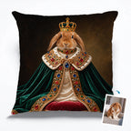 Personalized Royal Rabbit Portrait Pillow Cover-Custom Pet Photo Cushion
