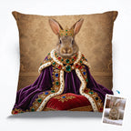 Personalized Royal Rabbit Portrait Pet Pillow Cover-Home Decor Cushion