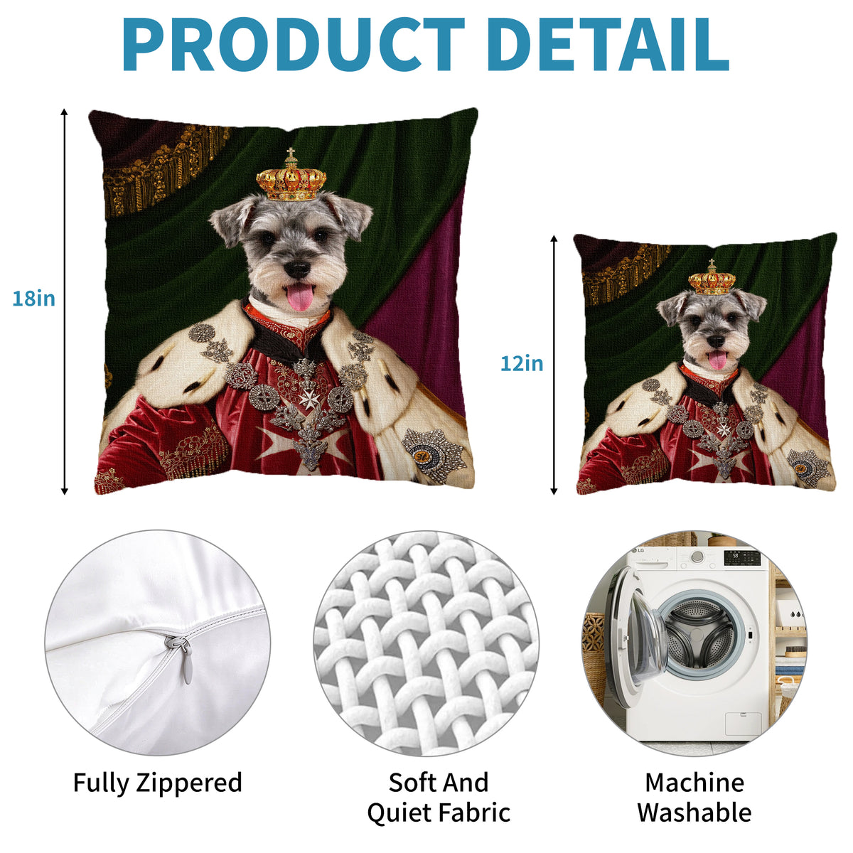 Custom Royal Pet Renaissance Pillow–Perfect Home Decor & Gift for Pet Lovers