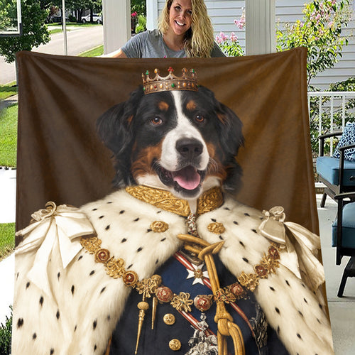 Custom Royal Pet Blanket - Personalized Royal Pet Portrait Throw,Personalized Dog Cat King or Queen Royalty Picture Pet Parent Gift