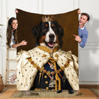 Custom Royal Pet Blanket - Personalized Royal Pet Portrait Throw,Personalized Dog Cat King or Queen Royalty Picture Pet Parent Gift