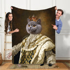 Personalized Royal Pet Blanket – Noble King Cat & Dog Custom Portrait Throw