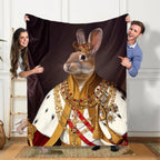 Personalized Royal Majesty Pet Portrait Throw Blanket - Custom Pet Blanket | The Emperor Rabbit