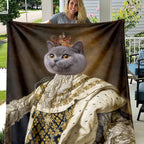 Personalized Royal Pet Blanket – Noble King Cat & Dog Custom Portrait Throw