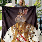 Personalized Royal Majesty Pet Portrait Throw Blanket - Custom Pet Blanket | The Emperor Rabbit